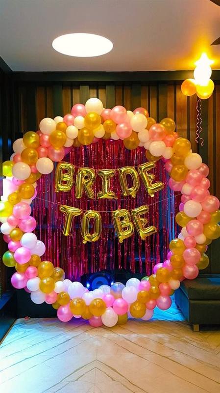 Bride to be foil letter balloon ring decoration Pune