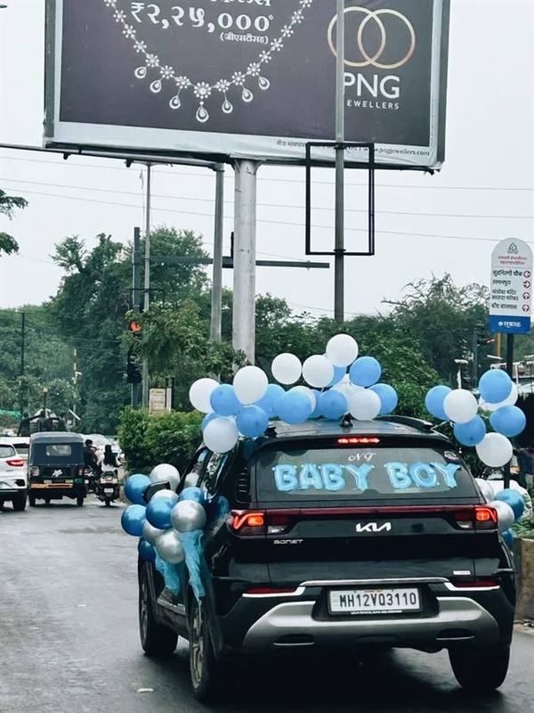 Welcome baby boy car rear decoration Pune